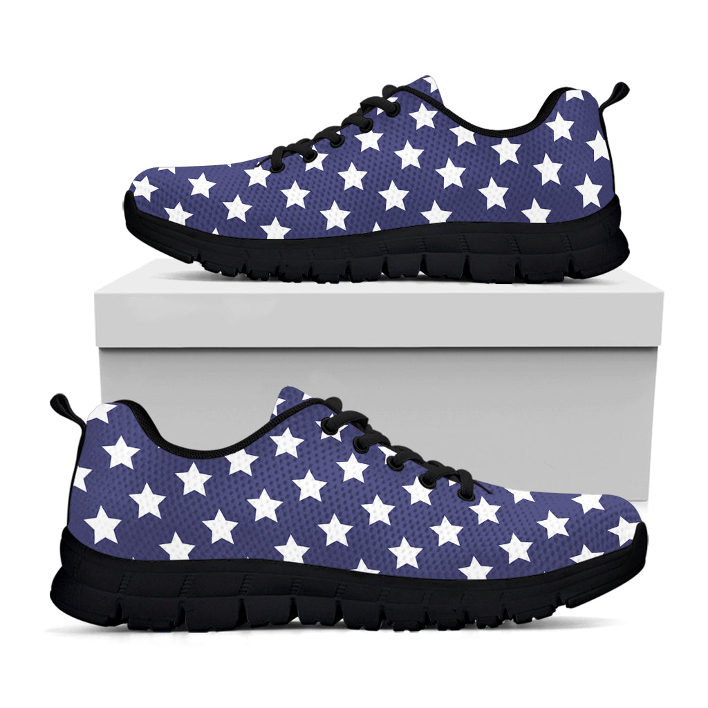 Blue And White USA Star Pattern Print Black Sneakers