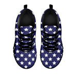 Blue And White USA Star Pattern Print Black Sneakers