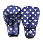 Blue And White USA Star Pattern Print Boxing Gloves