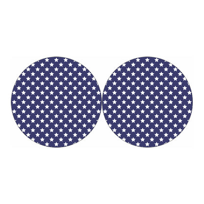 Blue And White USA Star Pattern Print Car Coasters
