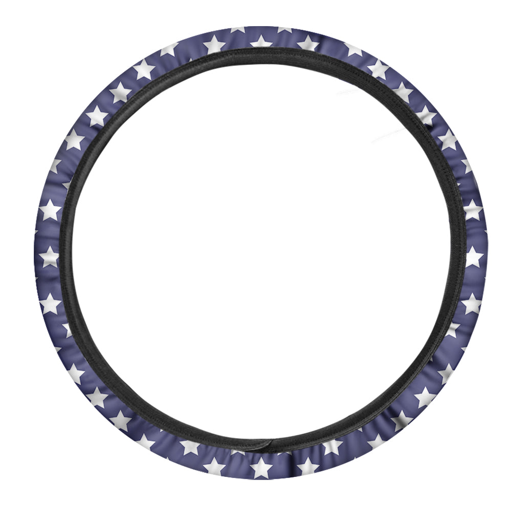 Blue And White USA Star Pattern Print Car Steering Wheel Cover