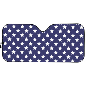 Blue And White USA Star Pattern Print Car Sun Shade