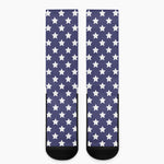 Blue And White USA Star Pattern Print Crew Socks