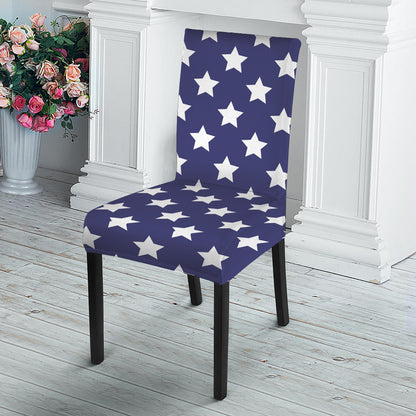 Blue And White USA Star Pattern Print Dining Chair Slipcover