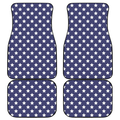 Blue And White USA Star Pattern Print Front and Back Car Floor Mats