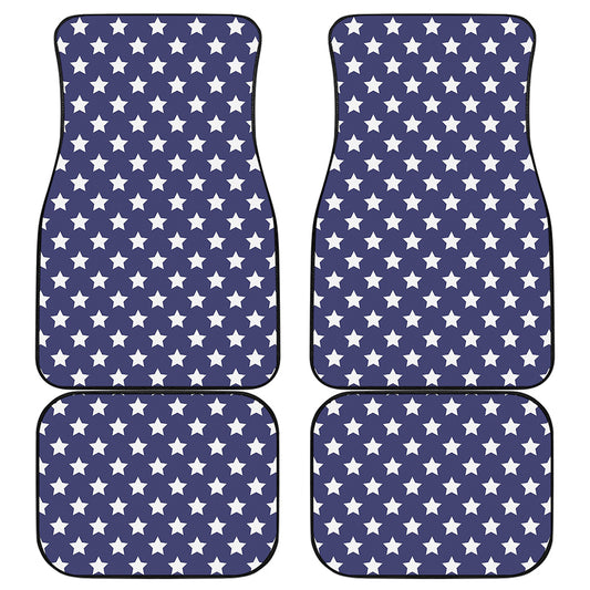 Blue And White USA Star Pattern Print Front and Back Car Floor Mats