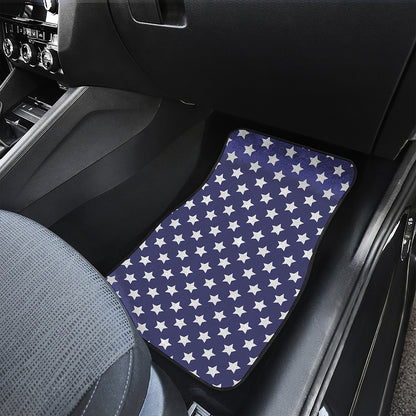 Blue And White USA Star Pattern Print Front and Back Car Floor Mats