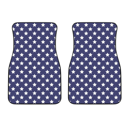 Blue And White USA Star Pattern Print Front Car Floor Mats