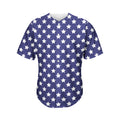 Blue And White USA Star Pattern Print Men's Baseball Jersey