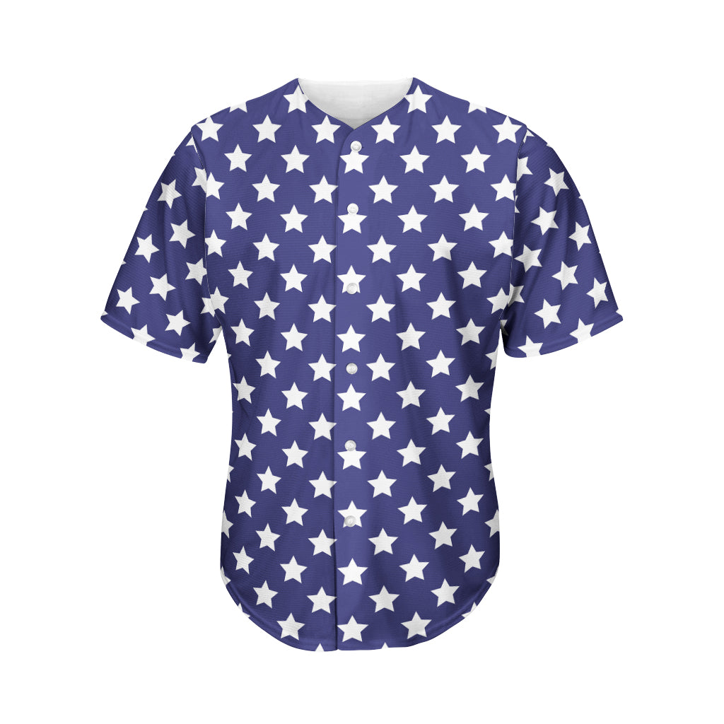 Blue And White USA Star Pattern Print Men's Baseball Jersey