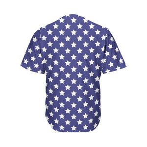 Blue And White USA Star Pattern Print Men's Baseball Jersey