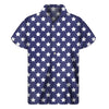 Blue And White USA Star Pattern Print Men's Short Sleeve Shirt