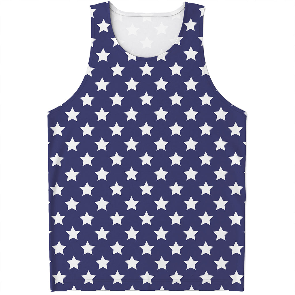 Blue And White USA Star Pattern Print Men's Tank Top