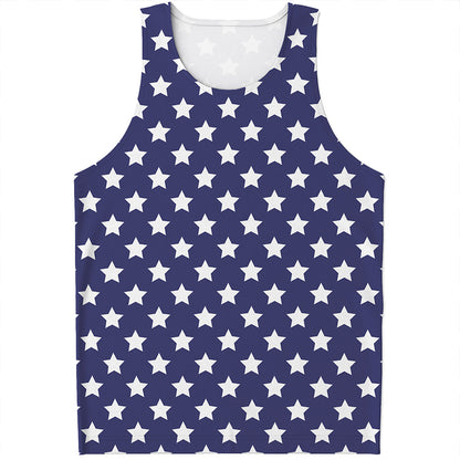 Blue And White USA Star Pattern Print Men's Tank Top