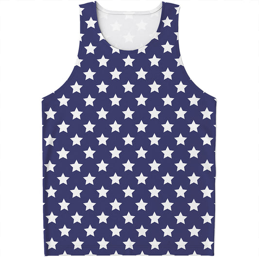 Blue And White USA Star Pattern Print Men's Tank Top
