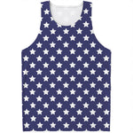 Blue And White USA Star Pattern Print Men's Tank Top