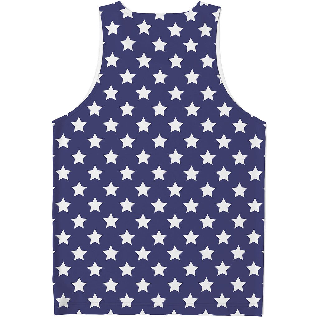 Blue And White USA Star Pattern Print Men's Tank Top