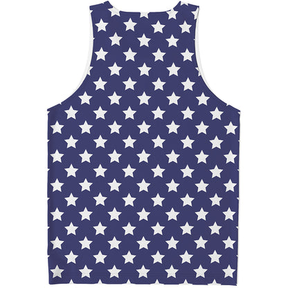 Blue And White USA Star Pattern Print Men's Tank Top