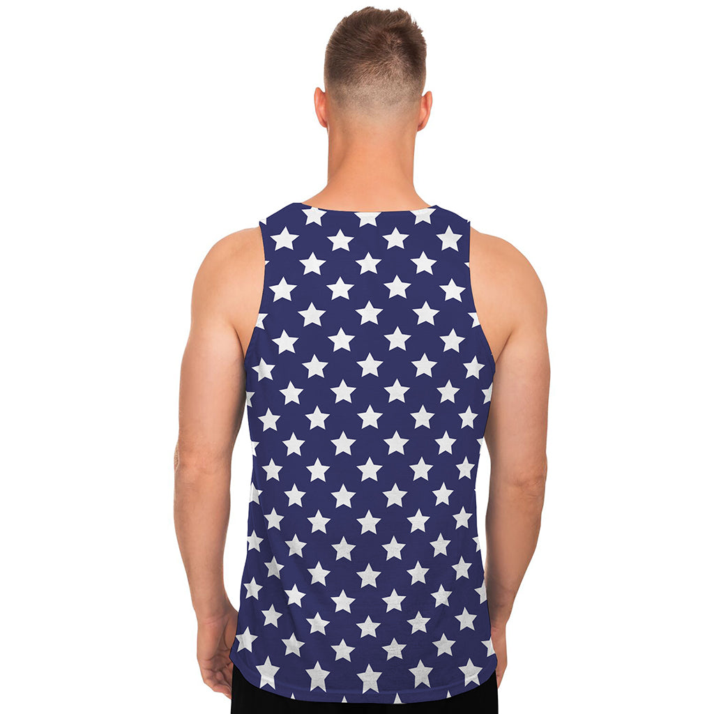 Blue And White USA Star Pattern Print Men's Tank Top
