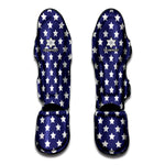 Blue And White USA Star Pattern Print Muay Thai Shin Guard