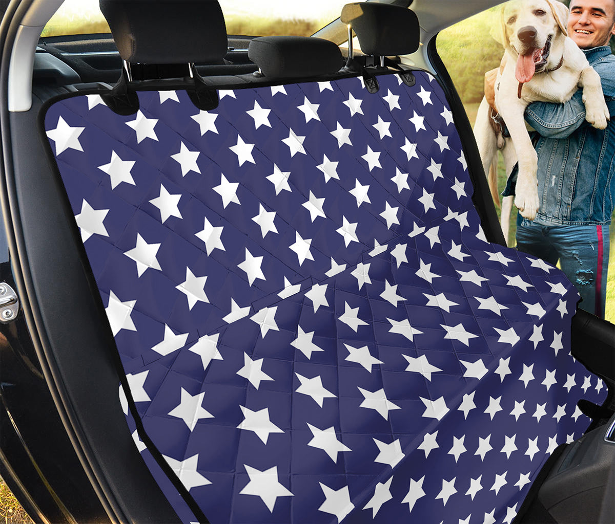Blue And White USA Star Pattern Print Pet Car Back Seat Cover