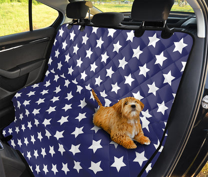 Blue And White USA Star Pattern Print Pet Car Back Seat Cover