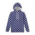 Blue And White USA Star Pattern Print Pullover Hoodie