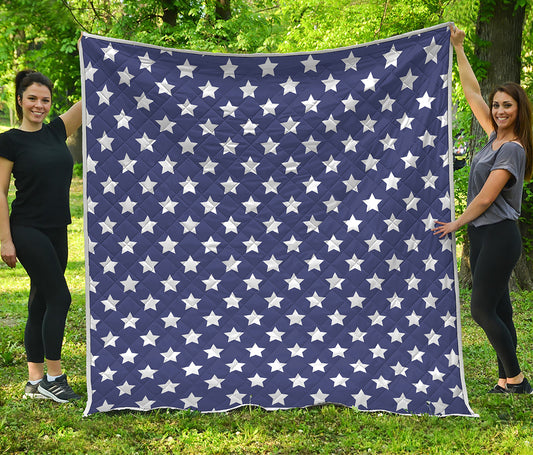 Blue And White USA Star Pattern Print Quilt