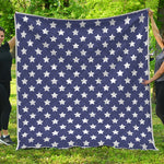 Blue And White USA Star Pattern Print Quilt