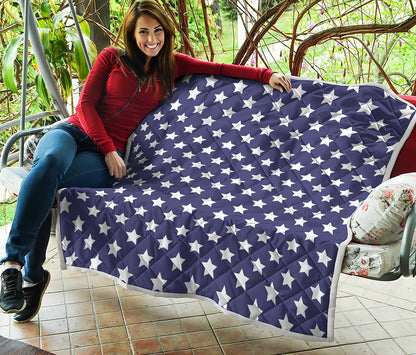 Blue And White USA Star Pattern Print Quilt