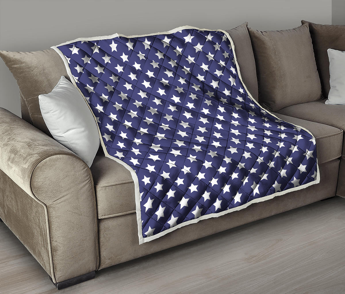 Blue And White USA Star Pattern Print Quilt