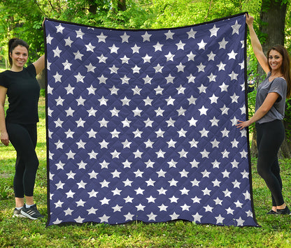 Blue And White USA Star Pattern Print Quilt