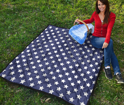 Blue And White USA Star Pattern Print Quilt