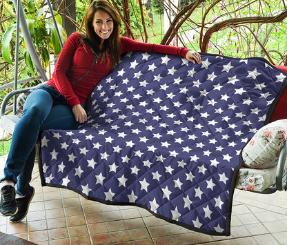 Blue And White USA Star Pattern Print Quilt
