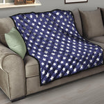 Blue And White USA Star Pattern Print Quilt