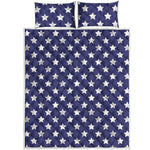 Blue And White USA Star Pattern Print Quilt Bed Set