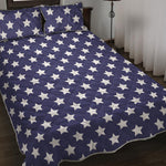 Blue And White USA Star Pattern Print Quilt Bed Set