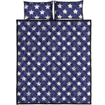 Blue And White USA Star Pattern Print Quilt Bed Set