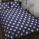 Blue And White USA Star Pattern Print Quilt Bed Set