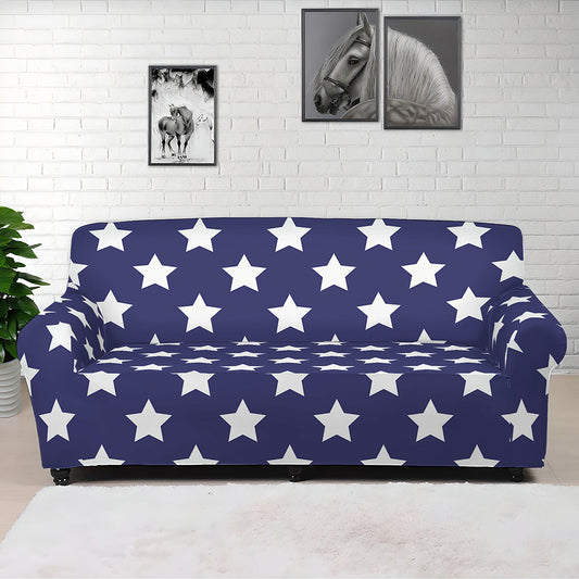 Blue And White USA Star Pattern Print Sofa Cover
