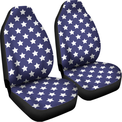Blue And White USA Star Pattern Print Universal Fit Car Seat Covers