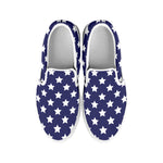 Blue And White USA Star Pattern Print White Slip On Shoes