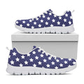 Blue And White USA Star Pattern Print White Running Shoes