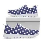 Blue And White USA Star Pattern Print White Sneakers