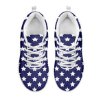 Blue And White USA Star Pattern Print White Sneakers