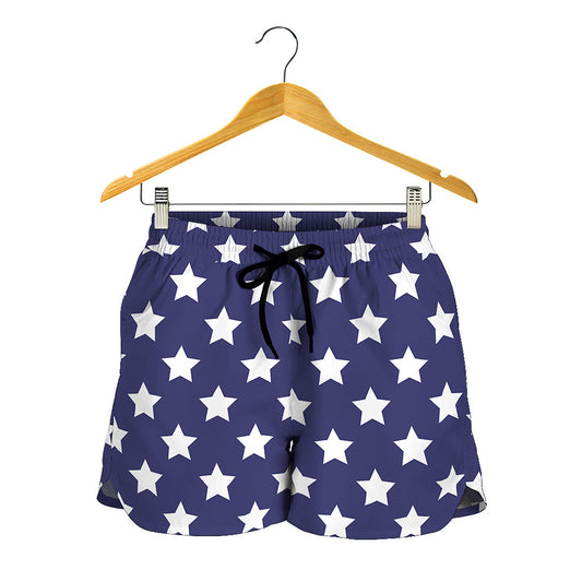 Blue And White USA Star Pattern Print Women's Shorts