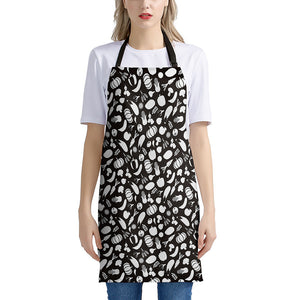 Blue And White Vegan Pattern Print Apron