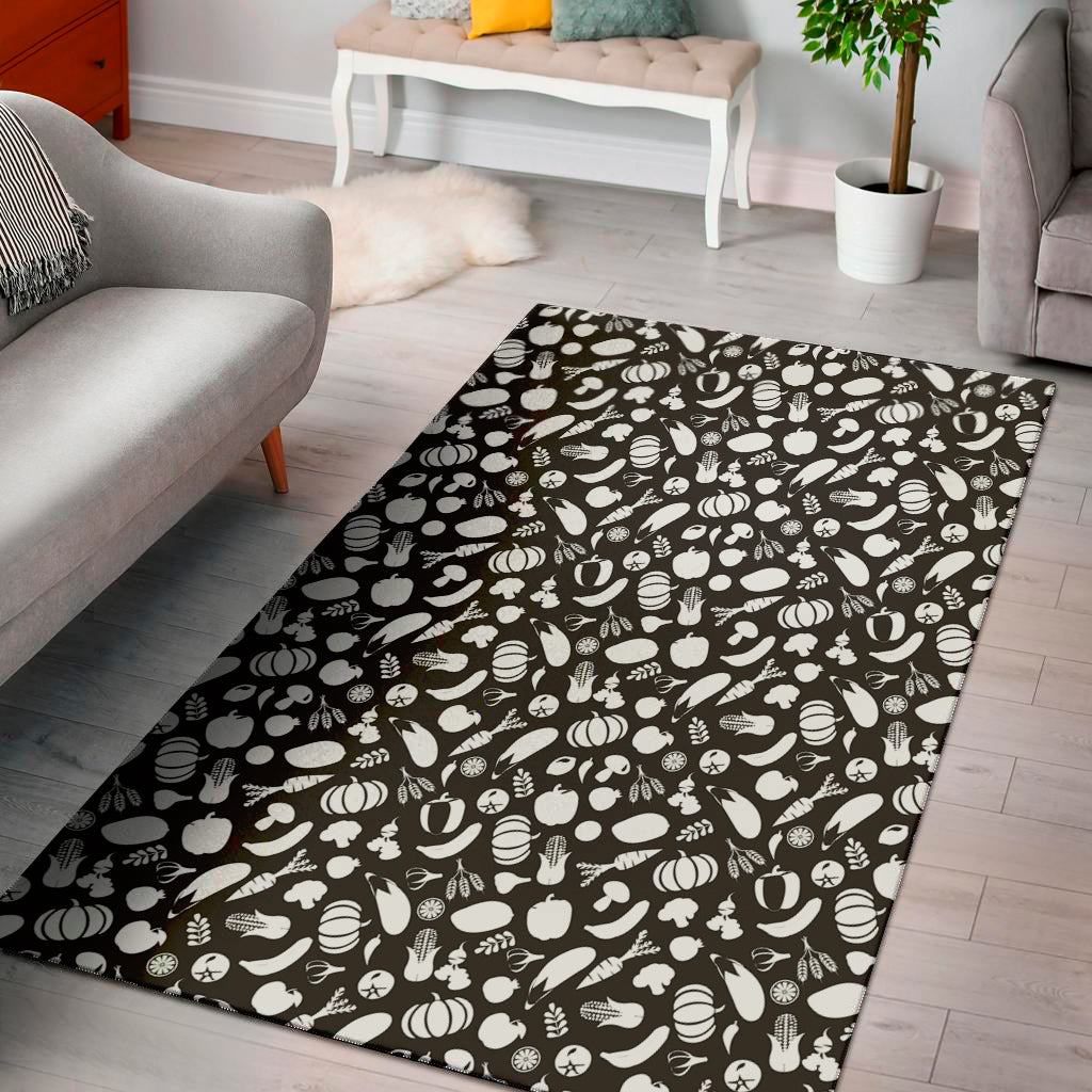 Blue And White Vegan Pattern Print Area Rug