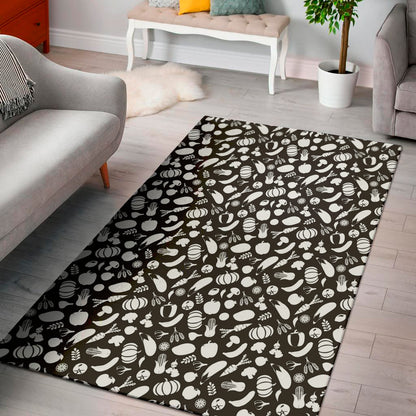 Blue And White Vegan Pattern Print Area Rug