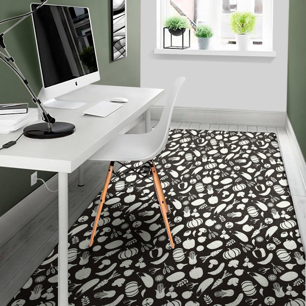 Blue And White Vegan Pattern Print Area Rug